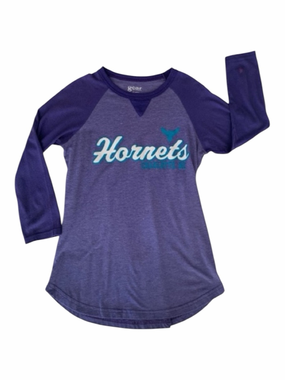 Charlotte Hornets T Shirt Women's S Purple Gear for Sports 3/4 Sleeve Soft